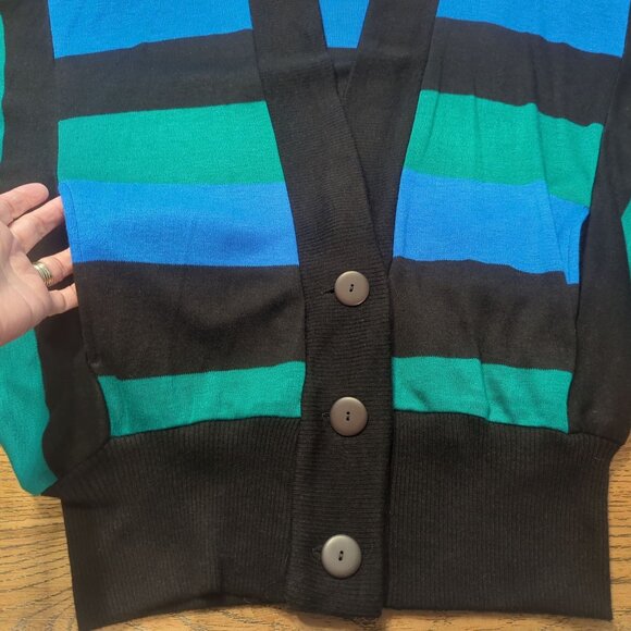 Vintage Felicity Barbara Lesser Women's Size S Stripe Batwing Cardigan Sweater - Picture 8 of 16